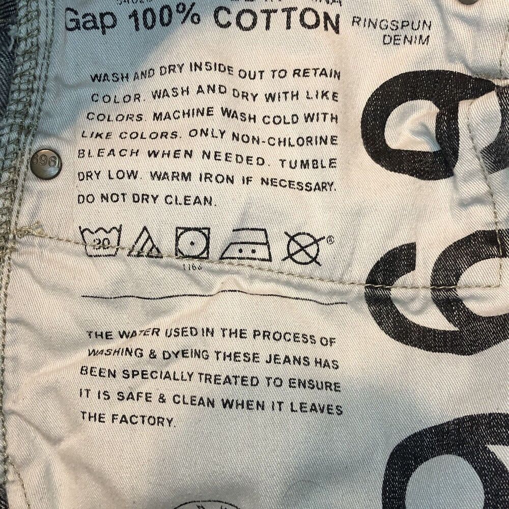 Gap Mens Straight Jean 1969 Light Gray Faded Ringspun Denim 100% Cotton 30 x 30 - Picture 7 of 8